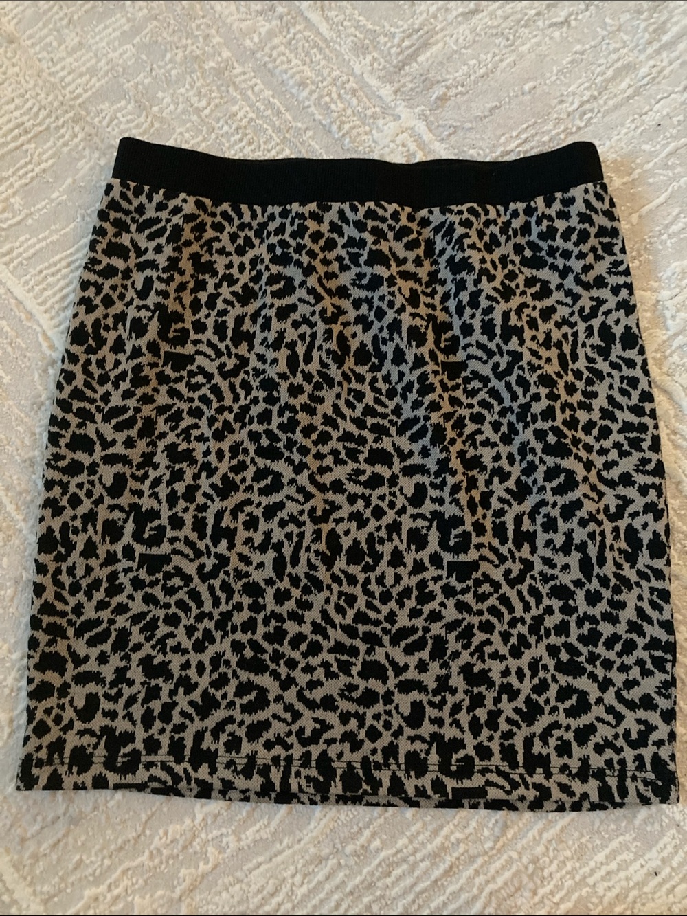 Lush Black and Taupe Leopard Knit Mini Skirt